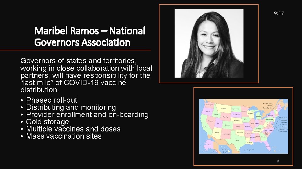 9: 17 Maribel Ramos – National Governors Association Governors of states and territories, working