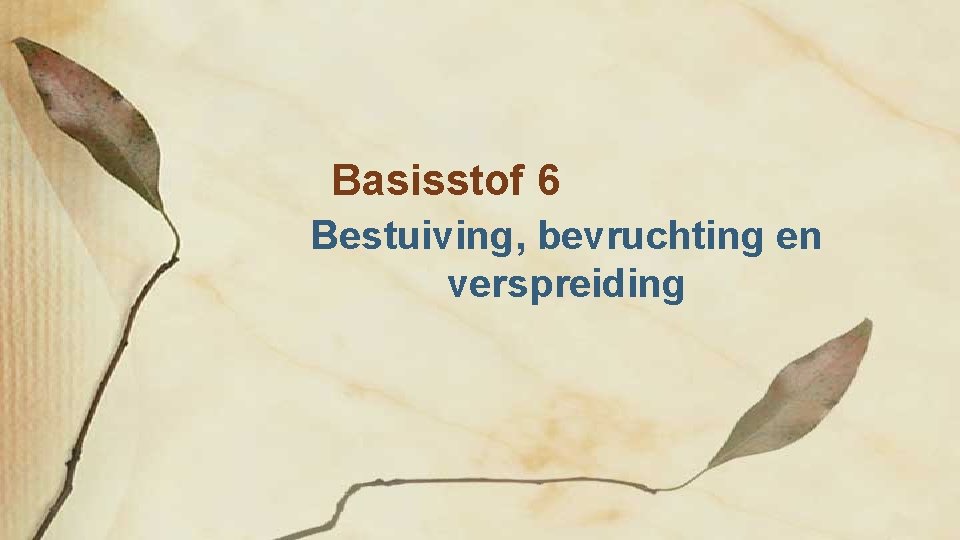 Basisstof 6 Bestuiving, bevruchting en verspreiding 