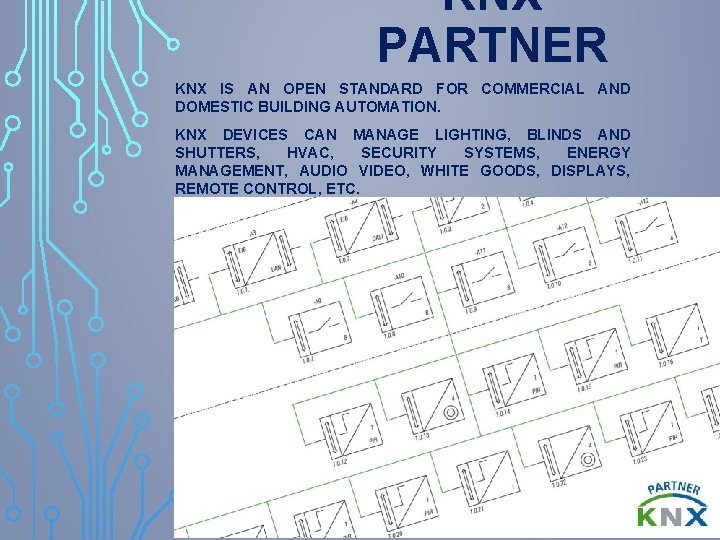 KNX PARTNER KNX IS AN OPEN STANDARD FOR COMMERCIAL AND DOMESTIC BUILDING AUTOMATION. KNX