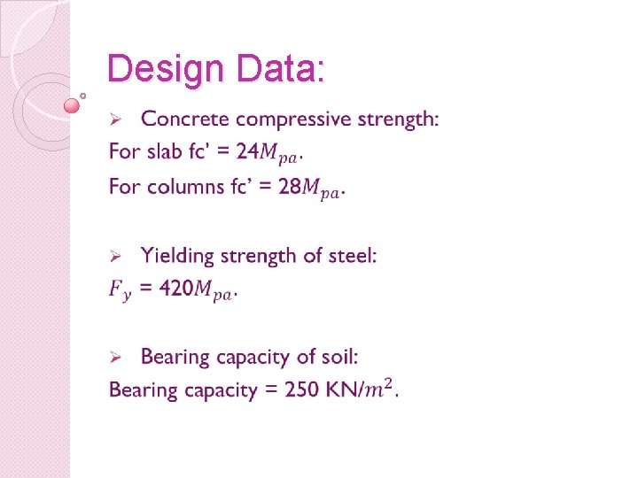 Design Data: 