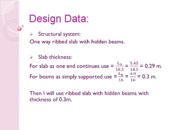 Design Data: 