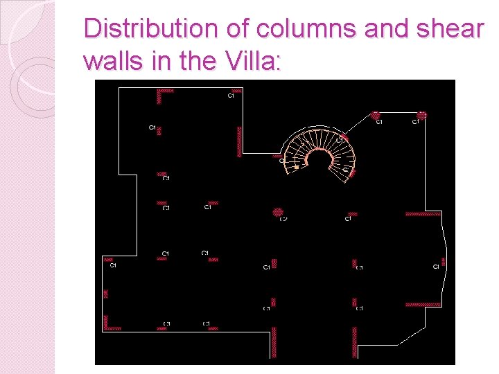 Distribution of columns and shear walls in the Villa: 