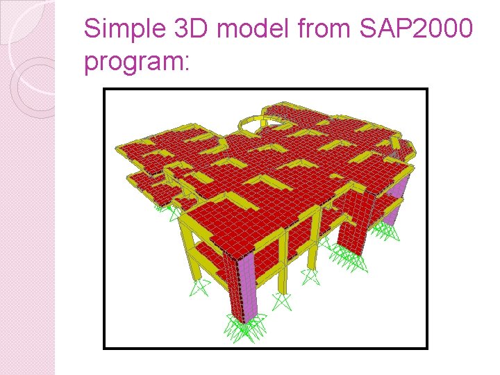 Simple 3 D model from SAP 2000 program: 