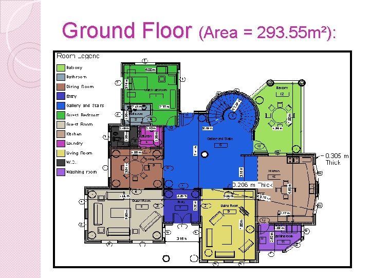 Ground Floor (Area = 293. 55 m²): 