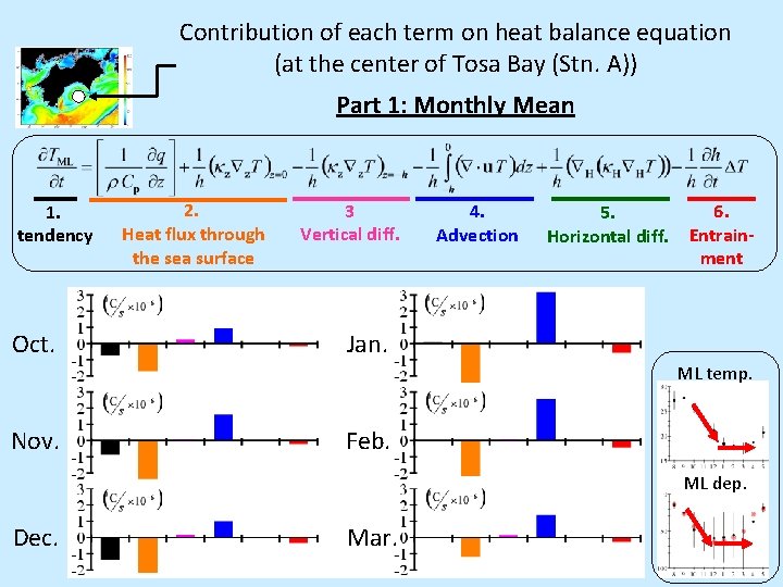 Contribution of each term on heat balance equation (at the center of Tosa Bay