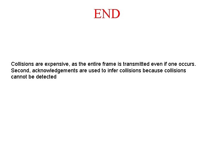 END Collisions are expensive, as the entire frame is transmitted even if one occurs.