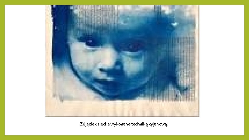 Zdjęcie dziecka wykonane techniką cyjanową. Zdjęcie dziecka wykonane techniką cyjanową.