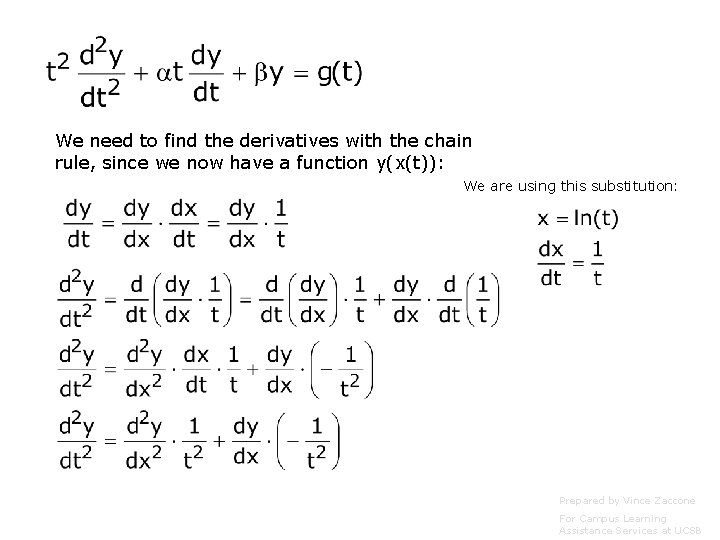 We need to find the derivatives with the chain rule, since we now have