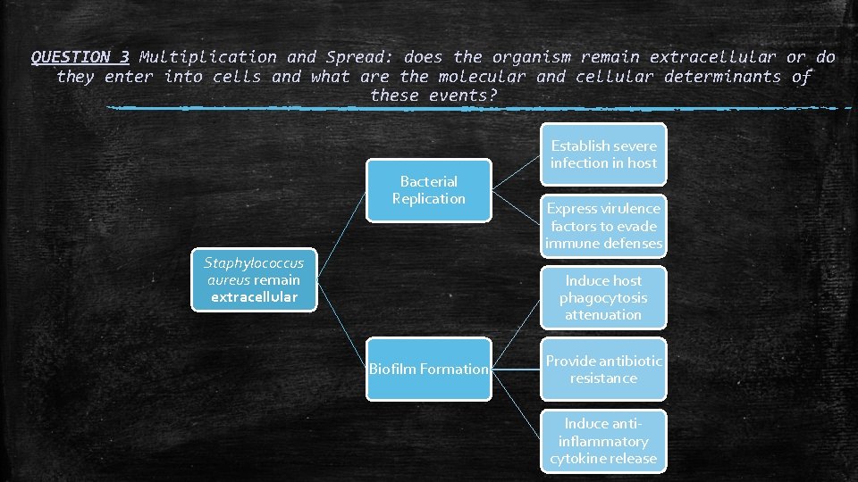 QUESTION 3 Multiplication and Spread: does the organism remain extracellular or do they enter