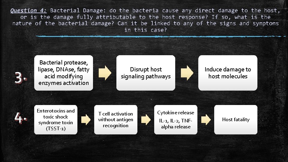 Question 4: Bacterial Damage: do the bacteria cause any direct damage to the host,