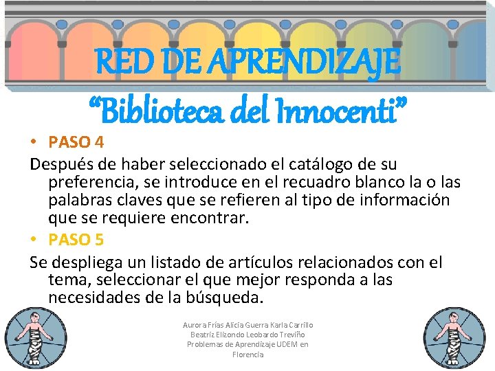 RED DE APRENDIZAJE “Biblioteca del Innocenti” • PASO 4 Después de haber seleccionado el