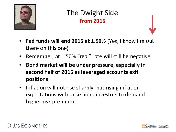 The Dwight Side From 2016 • Fed funds will end 2016 at 1. 50%