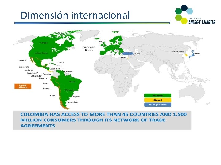 Dimensión internacional -Reglas internacionales -Integrar el sector energético -Carta Internacional de la Energía 