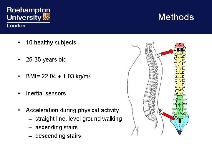 Methods • 10 healthy subjects • 25 -35 years old • BMI= 22. 04