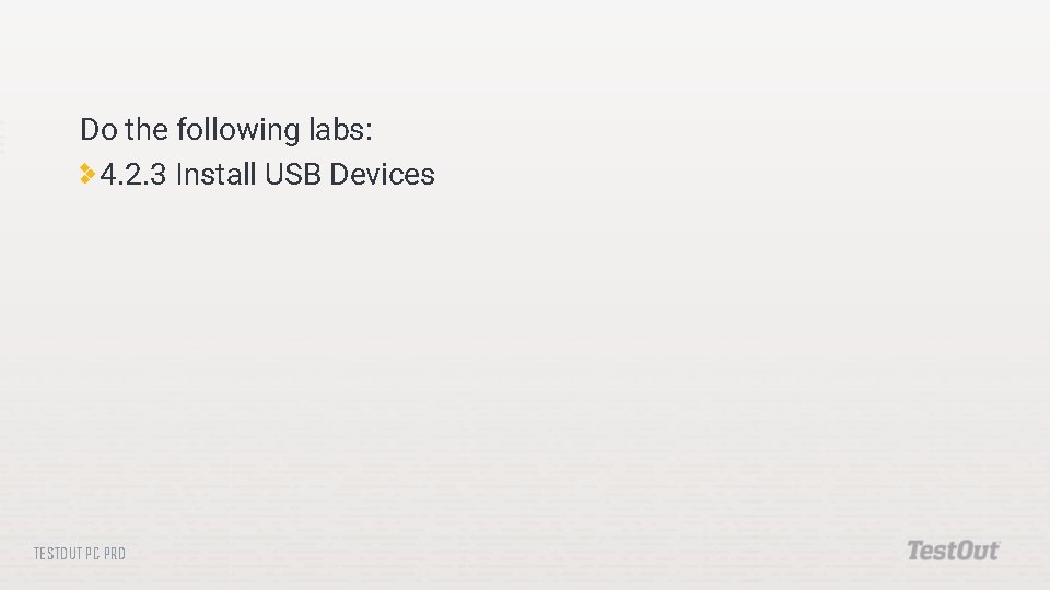 PERIPHERAL DEVICES TESTOUT PC PRO Identify typical USB