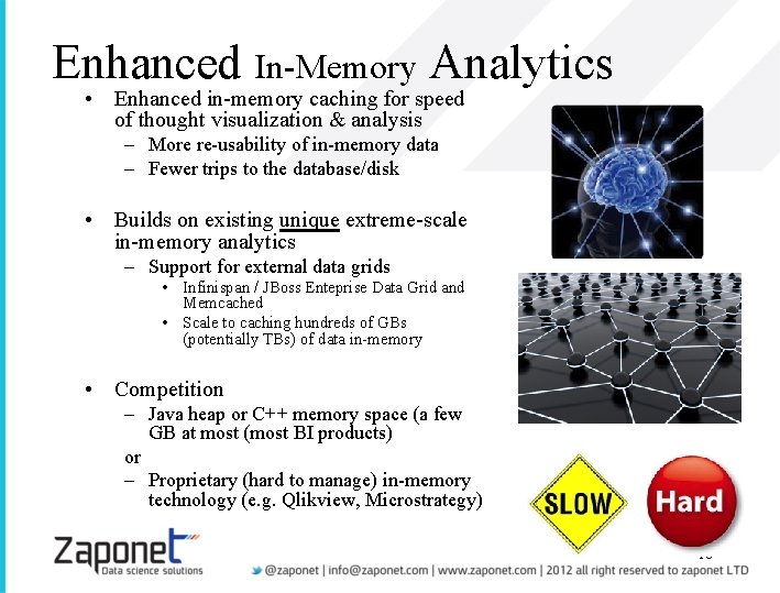 Enhanced In-Memory Analytics • Enhanced in-memory caching for speed of thought visualization & analysis