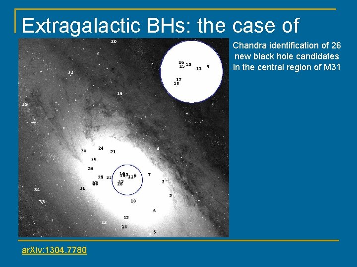 Extragalactic BHs: the case of Chandra identification of 26 M 31 new black hole