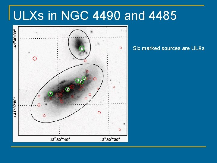 ULXs in NGC 4490 and 4485 Six marked sources are ULXs 