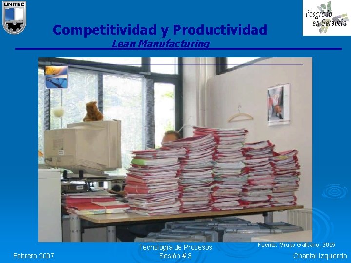 Competitividad y Productividad Lean Manufacturing Febrero 2007 Tecnología de Procesos Sesión # 3 Fuente: Competitividad y Productividad Lean Manufacturing Febrero 2007 Tecnología de Procesos Sesión # 3 Fuente: