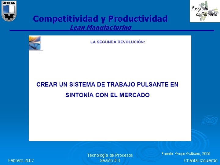 Competitividad y Productividad Lean Manufacturing Febrero 2007 Tecnología de Procesos Sesión # 3 Fuente: Competitividad y Productividad Lean Manufacturing Febrero 2007 Tecnología de Procesos Sesión # 3 Fuente: