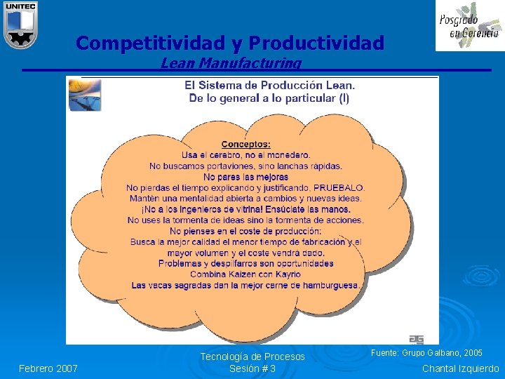 Competitividad y Productividad Lean Manufacturing Febrero 2007 Tecnología de Procesos Sesión # 3 Fuente: Competitividad y Productividad Lean Manufacturing Febrero 2007 Tecnología de Procesos Sesión # 3 Fuente: