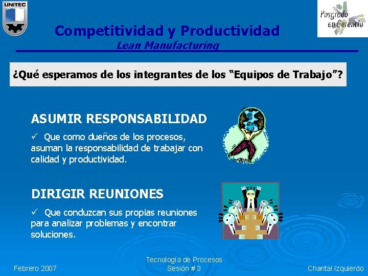 Competitividad y Productividad Lean Manufacturing ¿Qué esperamos de los integrantes de los “Equipos de Competitividad y Productividad Lean Manufacturing ¿Qué esperamos de los integrantes de los “Equipos de