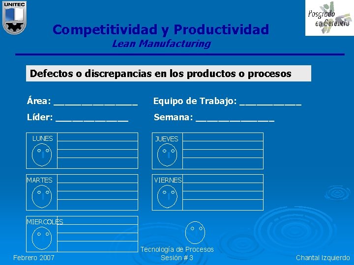 Competitividad y Productividad Lean Manufacturing Defectos o discrepancias en los productos o procesos Área: Competitividad y Productividad Lean Manufacturing Defectos o discrepancias en los productos o procesos Área: