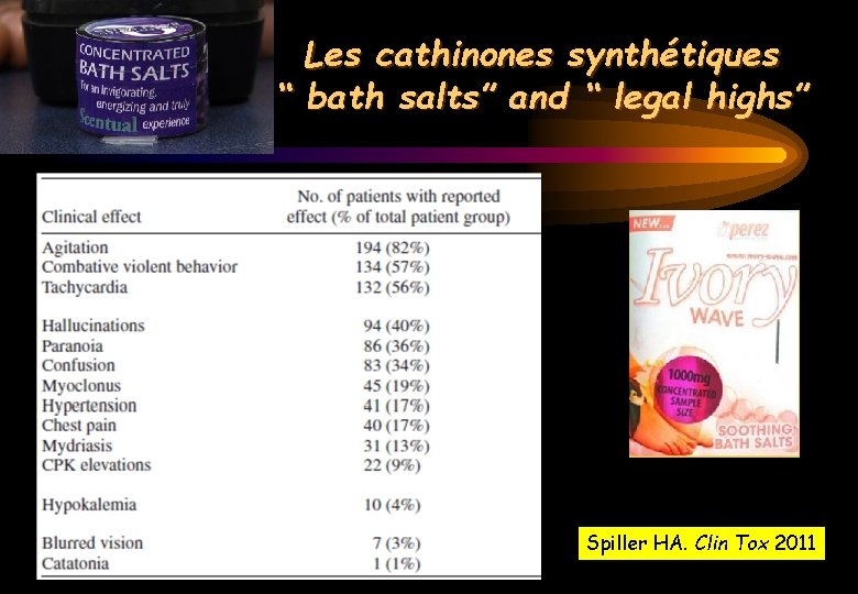 Les cathinones synthétiques “ bath salts” and “ legal highs” Spiller HA. Clin Tox