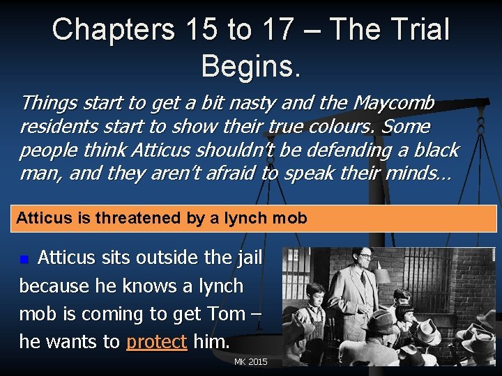 Chapters 15 to 17 – The Trial Begins. Things start to get a bit