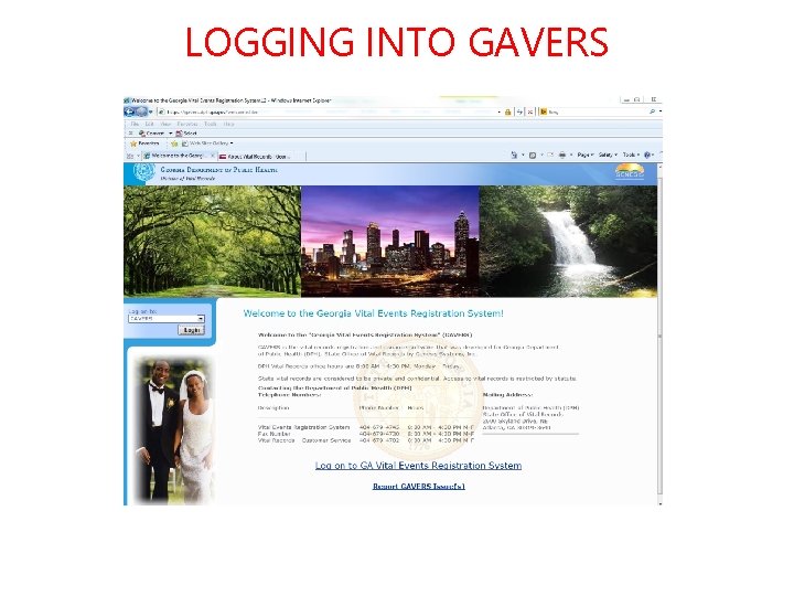 LOGGING INTO GAVERS 