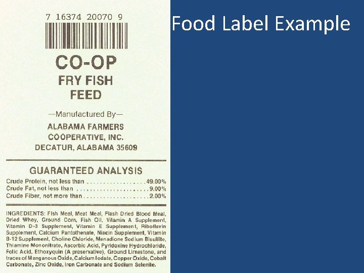 Food Label Example 