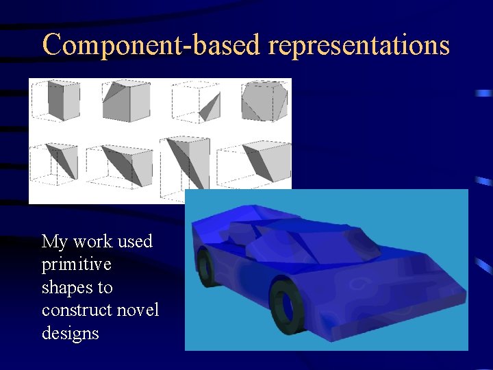 Component-based representations My work used primitive shapes to construct novel designs 