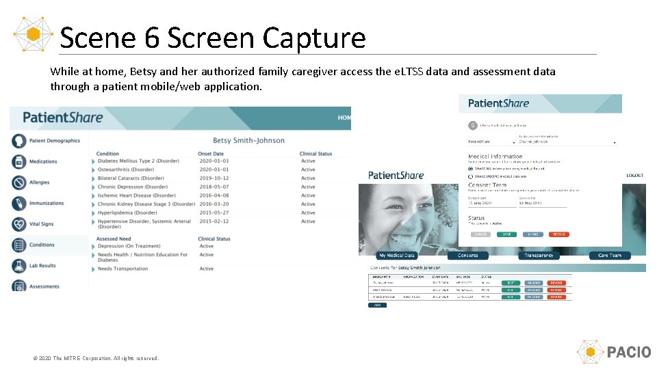 Scene 6 Screen Capture While at home, Betsy and her authorized family caregiver access