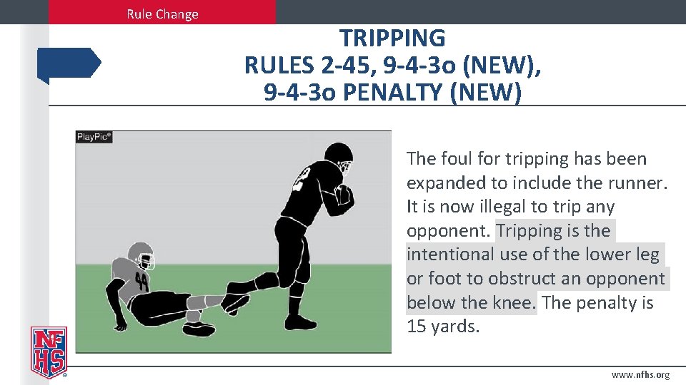 Rule Change TRIPPING RULES 2 -45, 9 -4 -3 o (NEW), 9 -4 -3