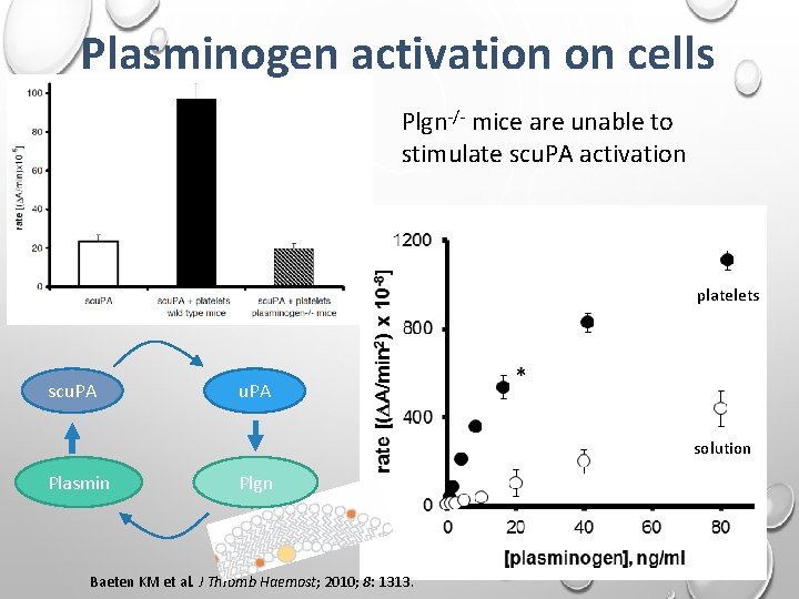 Plasminogen activation on cells Plgn-/- mice are unable to stimulate scu. PA activation platelets