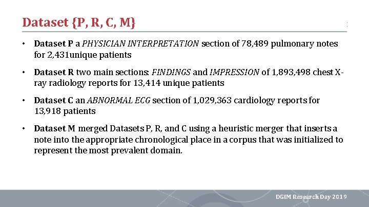 Dataset {P, R, C, M} • Dataset P a PHYSICIAN INTERPRETATION section of 78, Dataset {P, R, C, M} • Dataset P a PHYSICIAN INTERPRETATION section of 78,