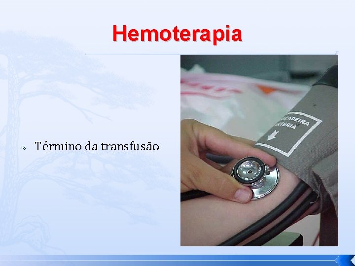 Hemoterapia Término da transfusão 