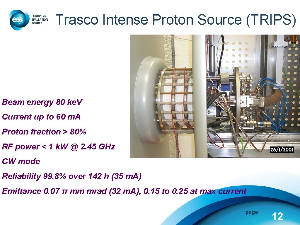 Trasco Intense Proton Source (TRIPS) Beam energy 80 ke. V Current up to 60