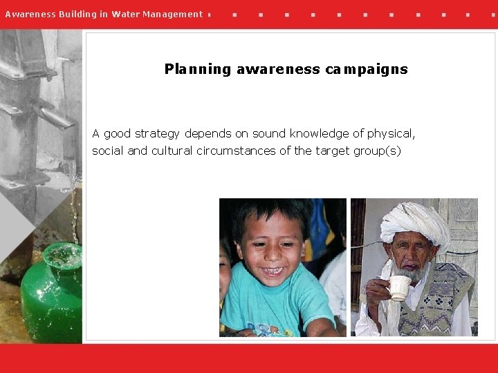 Awareness Building in Water Management Planning awareness campaigns A good strategy depends on sound