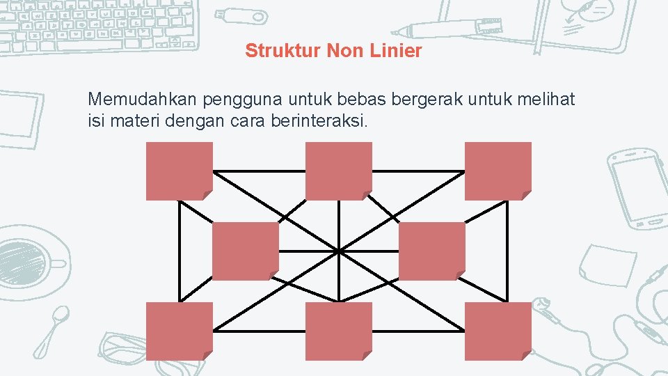 Struktur Non Linier Memudahkan pengguna untuk bebas bergerak untuk melihat isi materi dengan cara