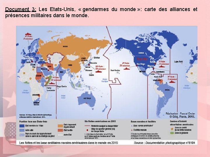 Document 3: Les Etats-Unis, « gendarmes du monde » : carte des alliances et