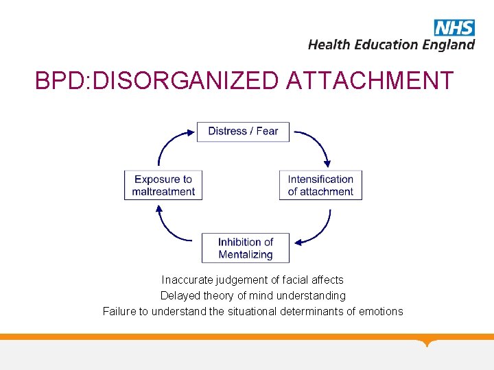 BPD: DISORGANIZED ATTACHMENT Inaccurate judgement of facial affects Delayed theory of mind understanding Failure