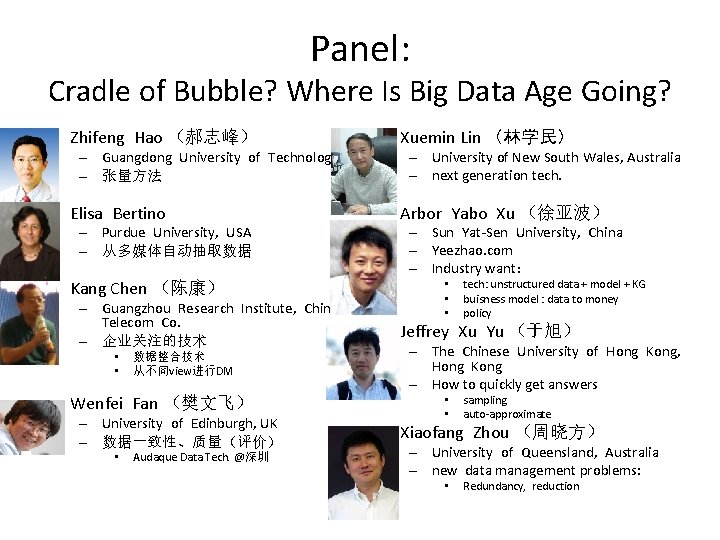 Panel: Cradle of Bubble? Where Is Big Data Age Going? • Zhifeng Hao （郝志峰）