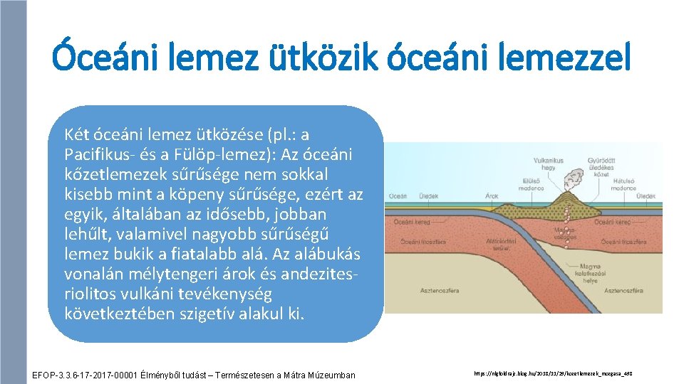 Óceáni lemez ütközik óceáni lemezzel Két óceáni lemez ütközése (pl. : a Pacifikus- és