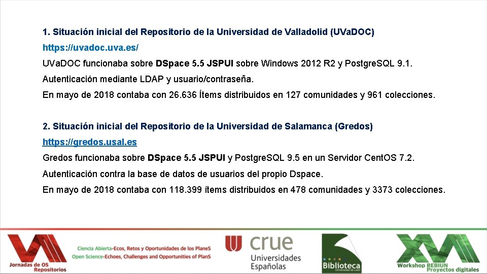 1. Situación inicial del Repositorio de la Universidad de Valladolid (UVa. DOC) https: //uvadoc.