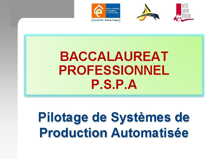BACCALAUREAT PROFESSIONNEL P. S. P. A Pilotage de Systèmes de Production Automatisée 