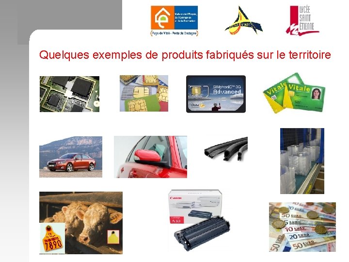 Quelques exemples de produits fabriqués sur le territoire 
