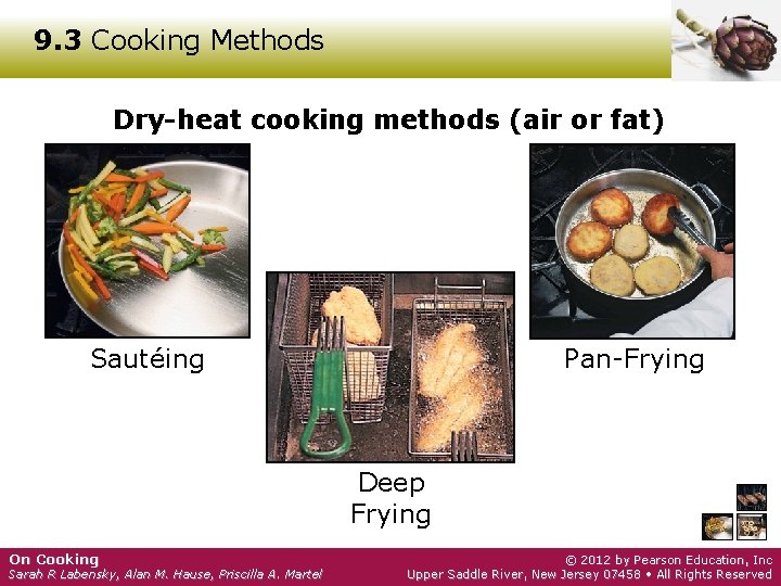 9. 3 Cooking Methods Dry-heat cooking methods (air or fat) Sautéing Pan-Frying Deep Frying