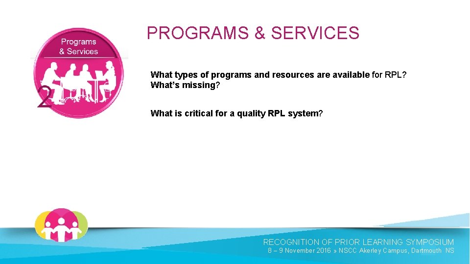 PROGRAMS & SERVICES What types of programs and resources are available for RPL? What’s