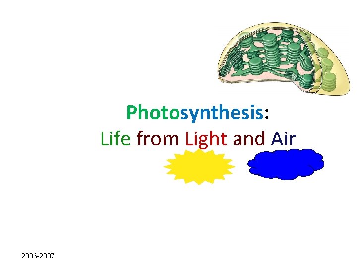 Photosynthesis: Life from Light and Air 2006 -2007 